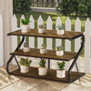 3 Tiers Metal Frame Shoe Rack Storage Organizer Wooden Footwear Stand Shelves UK