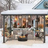 Aluminium Lean-To Gazebo, Wall-Mounted Hardtop Roof Pergola for Garden & Patio