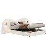 6FT Bouclé Super King Bed with Hydraulic Storage, USB Charging & Reading Lights