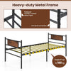 3FT Retro Single Bed Mattress Foundation Metal Trundle Bed w/Wheels