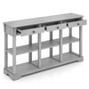 Retro Console Table 146cm Long Rectangular Entryway Sofa Table w/Storage-Grey