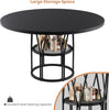 47" Round Dining Table for 4-6 with Storage Shelf Space Saving Metal Frame Home