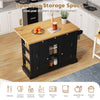 Kitchen Island Storage Trolley Cart with Drop Leaf, Drawers & Spice Racks, Black
