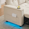 Sofa Bed Pull Out Sectional Couch Bed Convertible Settee with Storage, Beige