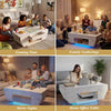 High Gloss Coffee Table with LED Lights Modern White Storage Table 2 Drawers