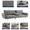 Sofa Bed 3 Seater Faux Leather Click Clack Couch Cup Holders Grey Cream Black
