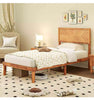 King Size Bed Frame Acacia Wood Platform Bed w/ Headboard Caramel