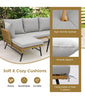 Outdoor Wicker Furniture Set Heavy-Duty Metal Frame w/Cushions-Grey