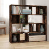 Smoked Oak Engineered Wood Book Cabinet - Multifunctional Room Divider and W9C8