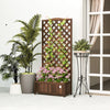 Garden Wooden Planter Box with Trellis Flower Raised Bed Dark Brown