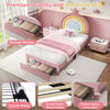 Upholstered Bed 3ft Single Bed Frame with Storage Drawer and Rainbow Headboard
