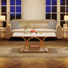 Coffee Table, 120CM Coffee Tables for Living Room, 2-Tier Faux Marble Coffee Tab