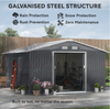 Metal Garden Storage Shed Large Summer Tool House Foundation Kit Lock Doors Unit