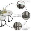 Round Coffee Table Set of 2 Nesting Table Slate Marble White Tabletop End Tables