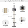 Floor to Ceiling Cat Tree Tower 224-256cm Climbing Scratching Post with Condo