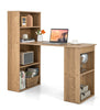 Computer Desk Wooden PC Laptop Table Writing Workstation 6-Tier Storage Shelves