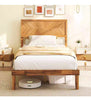King Size Bed Frame Acacia Wood Platform Bed w/ Headboard Caramel