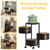 3-6 Tier Vegetable Mobile Shelf Rack Kitchen Rotating Storage Trolley Cart UK