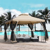 3x3(m) Outdoor Gazebo Patio Pavilion Canopy Tent w/ Netting & Shelf 2-tier Roof