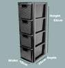 4 Tier Drawer Medium Rattan Effect Storage Unit Drawers Office Organizer Tower
