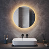 Round Bathroom Mirror with Bluetooth Demister Illuminated 3 LED Lights 600x600mm