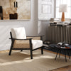 Wooden Frame Armchair Upholstered Fabric Single Sofa Mid-Century Rattan Chair UK
