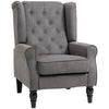 Retro Accent Chair Wingback Armchair with Wood Frame for Living Room Dark Grey