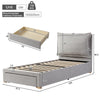 Single Upholstered Bed Frame 3ft Bed Frame with Headboard, Drawer & Wood Slats