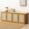 Sittable Shoe Cabinet Storage Cupboard Footwear Stand Rack Wooden 4 Rattan Doors