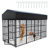 XXL Large Outdoor Dog Kennel Crate Fully Covered Roof Dog Fence Pen Feeder Door