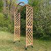 Wooden Garden Arch (Tan) with Metal Ground Spikes - Arbour Plant Support Trellis