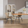 2x Brown Dining Chairs Faux Leather Padded Seat Dining Room Chair Modern