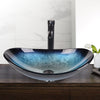 Bathroom Sink Basin Hand Wash Counter Top Oval Glass Bowl Pop up Tap Waste Set