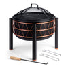 Fire Pit, 2 in 1 Firepit with BBQ Cooking Grill for Garden & Patio