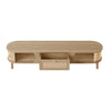 Solid Wood & Rattan TV Stand - Natural Style Cabinet with Doors & Drawers UK