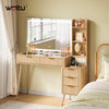 Dressing Table Tempered Glass Top Vanity Makeup Desk 5 Drawers LED Mirror
