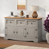 Corona Sideboard Grey Painted Wax 3 Door 3 Drawer Solid Wood Pine Wooden Dresser