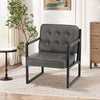 Modern Faux Leather Accent Chair Button-Tufted Design 110° Recline & Metal Frame