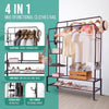 Heavy Duty Clothes Rail 120Kg Load Sturdy Clothes Rack with Shelfs & Shoe Rack