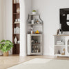 4 Tier Corner Bar Cabinet with LED Light, Glass Holders & Storage,for Home