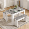 3 PCS Grey Dining Table Set Dining Table & 2 Benches Kitchen for Small Space