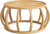 Solid Wood Coffee Table, 31.5-Inch Round Center Table with Curved Frame Base