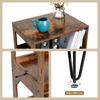 Ikkle Rustic Record Player Stand, End Table with Record Storage, Vinyl Record St
