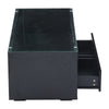 Black Coffee Table with LED Lights, 2 Storage Drawers & Glass Top, Centre Table
