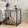 2 Tier Wood Side Table w/ Shelf, Square End Table Nightstand Living Room Bedroom