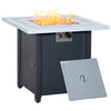 Square Propane Fire Pit Table 40000 BTU Gas Firepit w/ Lava Rocks and Lid