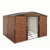 10X8ft Galvanized Metal Garden Shed Outdoor Tool Storage Shed With Base Brown