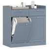 Double Tilt-Out Laundry Hamper Cabinet with 2 Drawers-Grey
