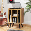 Record Player Stand Vinyl Record Storage Turntable Stand-Natural