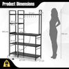 Kitchen Utility Storage Shelf 5-Tier Coffee Bar Table with Power Outlets-Black